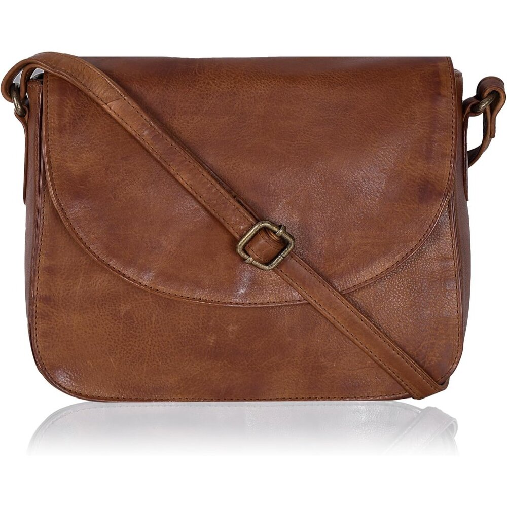 Elegant Leather Crossbody Purse For Women - Adjustable Strap & Mobile Pocket